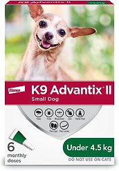 K9 Advantix II Flea & Tick Protection for Dogs, 4.5 kg & under, 6 doses