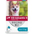 K9 Advantix II Flea & Tick Treatment for Dogs, 4.6 to 11 kg, 2 doses
