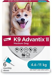 K9 Advantix II Flea & Tick Treatment for Dogs, 4.6 to 11 kg, 6 doses
