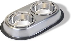 Van Ness Stainless Steel Non-Skid Double Dog & Cat Dish, 4-cup
