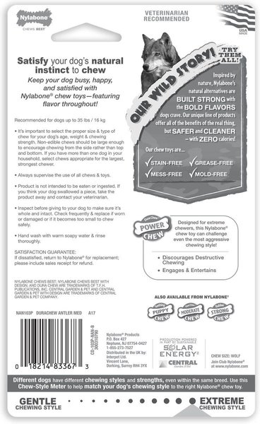 Show full view: Nylabone Antler Alternative Power Chew Venison Flavor Dog Toy, Medium slide 8 of 12