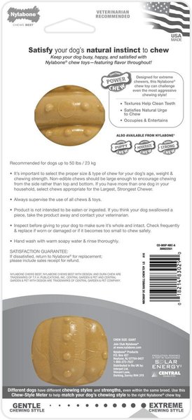 Show full view: Nylabone Power Chew Peanut Butter Flavored Barbell Durable Chew Dog Toy, Large slide 7 of 10