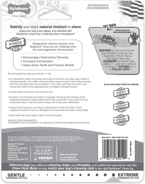 Show full view: Nylabone Power Chew Beef Jerky Flavor & Chicken Flavor Chew Dog Toy, 2 count slide 8 of 9