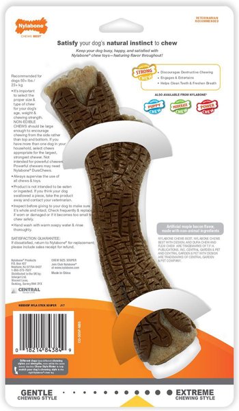 Show full view: Nylabone Strong Chew Stick Maple Bacon Flavor Chew Dog Toy slide 8 of 12