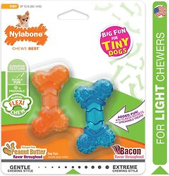 Nylabone FlexiChew Peanut Butter & Bacon Flavored Chew Dog Toy, 2 count