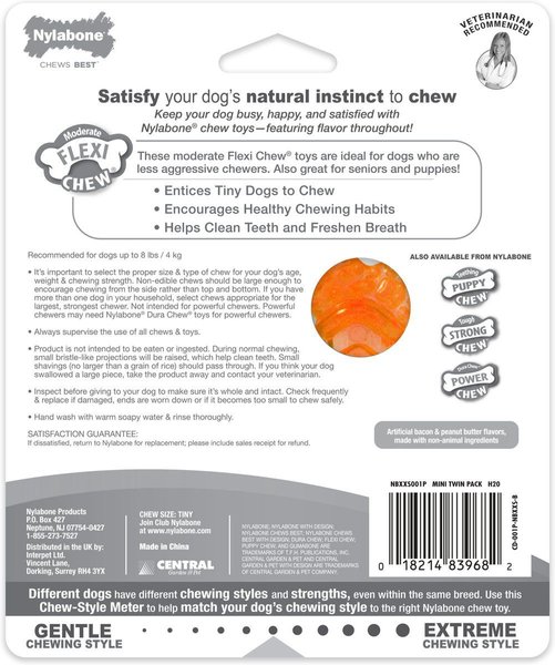 Show full view: Nylabone FlexiChew Peanut Butter & Bacon Flavored Chew Dog Toy, 2 count slide 7 of 9