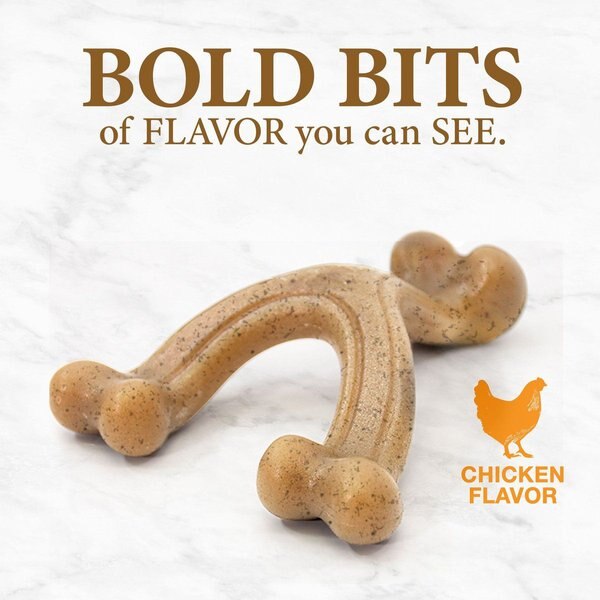 Show full view: Nylabone Gourmet Style Strong Chew Wishbone Chicken Chew Dog Toy, Small/Regular slide 3 of 10