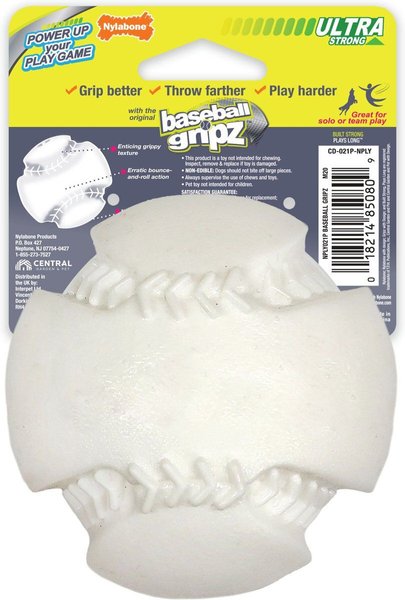 Show full view: Nylabone Power Play Dog Baseball Gripz Dog Toy slide 7 of 9