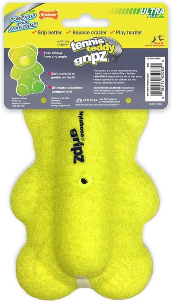 Show full view: Nylabone Power Play Tennis Teddy Gripz Bear Dog Toy slide 6 of 8