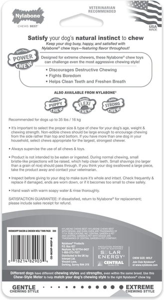 Show full view: Nylabone Power Chew Classic Twin Pack Bacon & Chicken Flavor Durable Chew Dog Toy, Medium slide 8 of 11