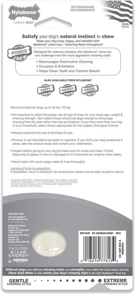 Show full view: Nylabone Power Chew Chicken Flavored Durable Chew Dog Toy, Large slide 8 of 11