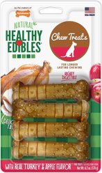 Nylabone Natural Healthy Edibles Long Lasting Turkey & Apple Chew Dog Treats, 4 count