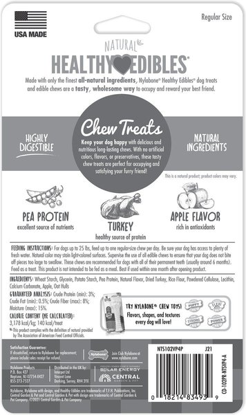 Show full view: Nylabone Natural Healthy Edibles Long Lasting Turkey & Apple Chew Dog Treats, 4 count slide 7 of 11