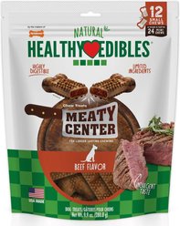 Nylabone Healthy Edibles Meaty Center Beef Small Natural Dog Treats, 12 count