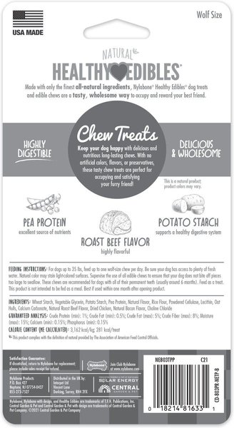 Show full view: Nylabone Healthy Edibles Long Lasting Roast Beef Flavour Medium Breed Bone Dog Treats, 2 count slide 8 of 11