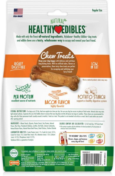 Show full view: Nylabone Healthy Edibles Longer Lasting Bacon Flavour Small Bone Dog Treats, 12 count slide 6 of 10