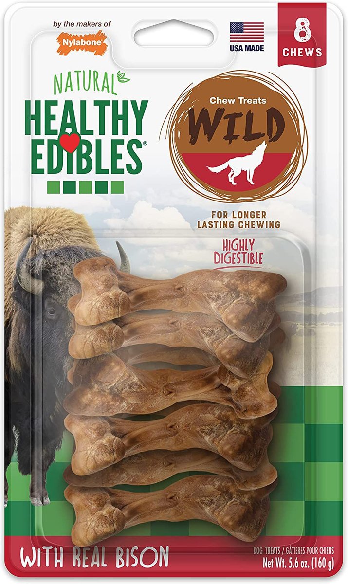 NYLABONE Healthy Edibles Wild Natural Long Lasting Small Bison Flavour Small Chew Dog Treats 8 count Chewy Canada