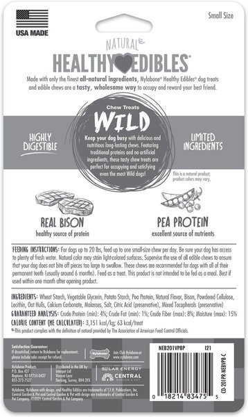 Show full view: Nylabone Healthy Edibles Wild Natural Long Lasting Small Bison Flavour Small Chew Dog Treats, 8 count slide 7 of 11