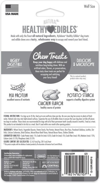 Show full view: Nylabone Healthy Edibles Longer Lasting Chicken Flavour Medium Bone Dog Treats, 2 count slide 7 of 9