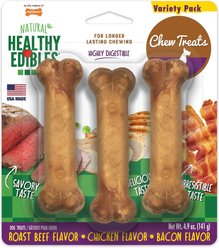 Nylabone Healthy Edibles Longer Lasting Assorted Flavours Small Breed Bone Dog Treats, 3 count