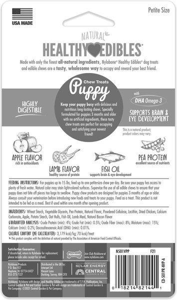Show full view: Nylabone Healthy Edibles Puppy Natural Lamb & Apple Long Lasting X-Small Chew Dog Treats, 4 count slide 7 of 9