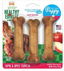 Nylabone Healthy Edibles Long Lasting Puppy Lamb & Apple Flavour Small Breed Bone Dog Treats, 3 count
