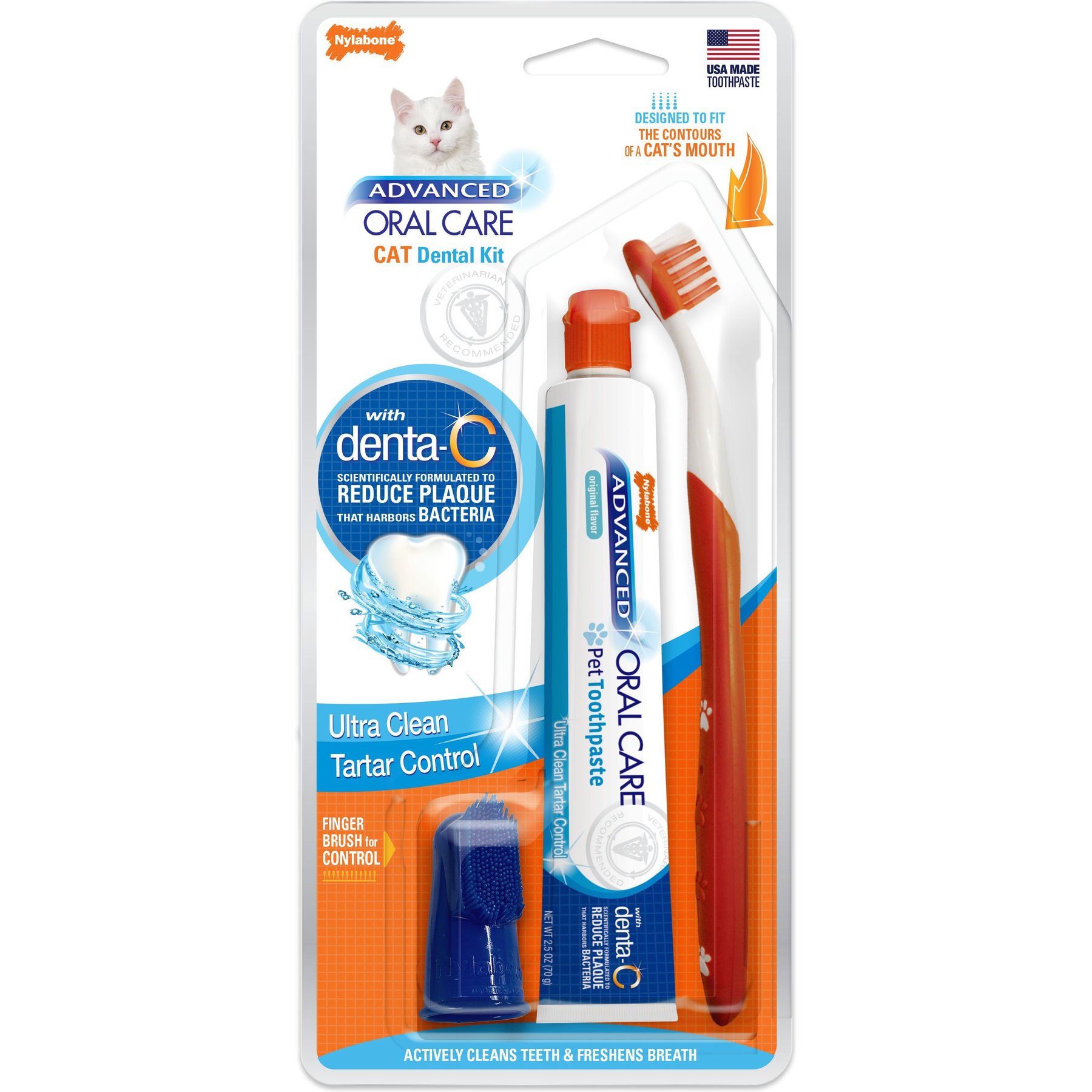 NYLABONE Advanced Oral Care Original Flavor Cat Dental Kit - Chewy