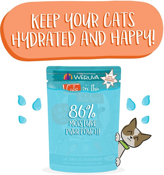 Show full view: Weruva Cats in the Kitchen Cat Times at Fridgemont Duck & Tuna Pate Grain-Free Wet Cat Food, 3-oz pouch, case of 12 slide 5 of 10