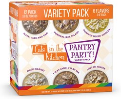 Weruva Cats in the Kitchen Pantry Party Pouch Variety Pack in Gravy Grain-Free Wet Cat Food, 3-oz pouch, case of 12