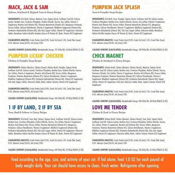 Show full view: Weruva Cats in the Kitchen Pantry Party Pouch Variety Pack in Gravy Grain-Free Wet Cat Food, 3-oz pouch, case of 12 slide 7 of 9