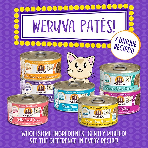 Show full view: Weruva Classic Cat Pate, Meal or No Deal! Chicken & Beef Grain-Free Wet Cat Food, 3-oz can, case of 12 slide 5 of 10
