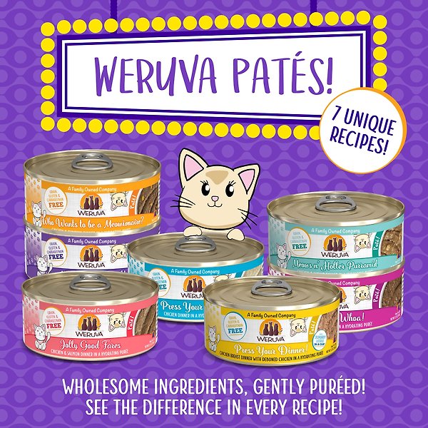 Show full view: Weruva Classic Cat Pate, Meal or No Deal! Chicken & Beef Grain-Free Wet Cat Food, 5.5-oz can, case of 8 slide 5 of 10