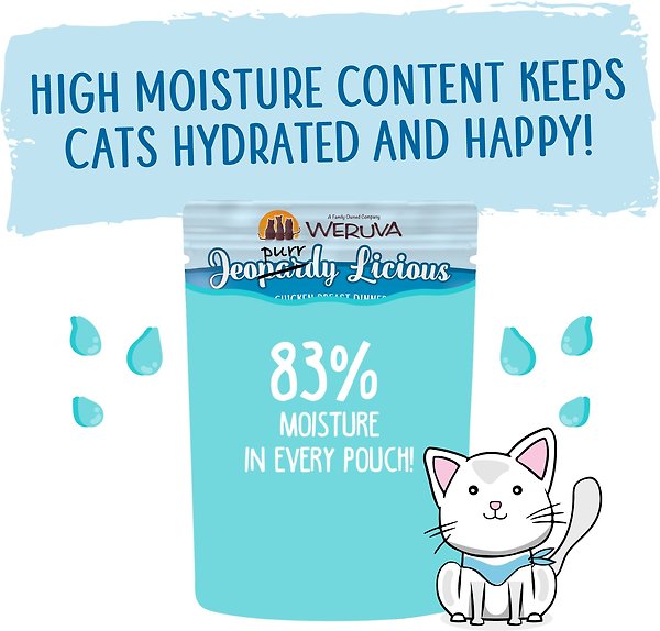 Show full view: Weruva Slide N' Serve Jeopurrdy Licious Chicken Dinner Pate Grain-Free Wet Cat Food, 2.8-oz pouch, case of 12 slide 4 of 10