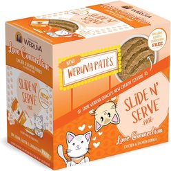 Weruva Slide N' Serve Love Connection Chicken & Salmon Dinner Pate Grain-Free Wet Cat Food, 2.8-oz pouch, case of 12