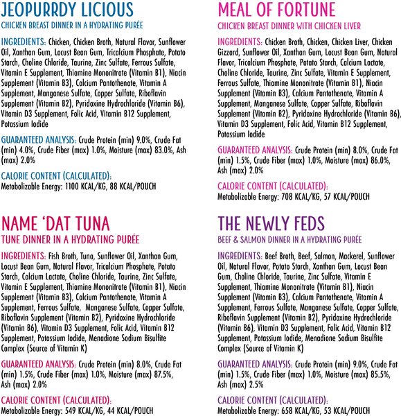 Show full view: Weruva Slide N' Serve The Showcase Chowdown Slide N' Serve Variety Pack Pate Grain-Free Wet Cat Food, 2.8-oz pouch, case of 16 slide 8 of 10