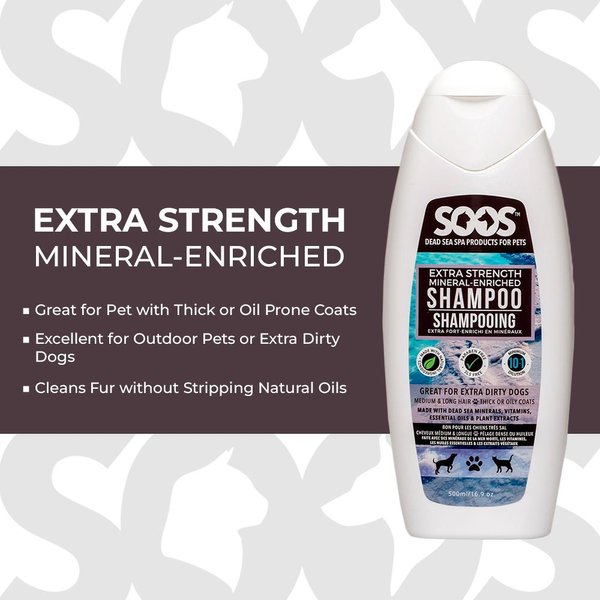 Show full view: Soos Pets Extra Strength Mineral Enriched Dog & Cat Shampoo, 500-mL bottle slide 3 of 5