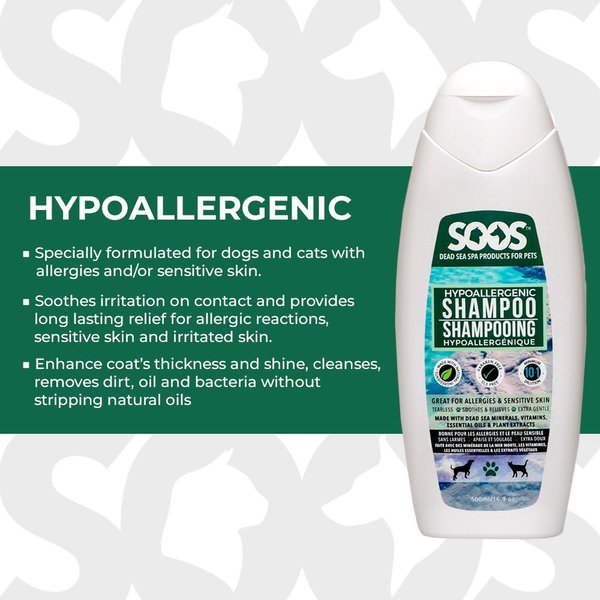 Show full view: Soos Pets Hypoallergenic Dog & Cat Shampoo, 500-mL bottle slide 3 of 6