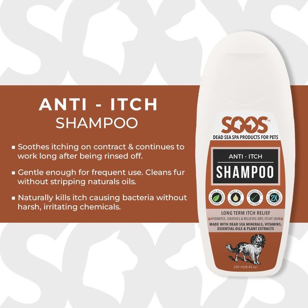 Show full view: Soos Pets Anti-Itch Dog Shampoo, 250-mL bottle slide 3 of 6