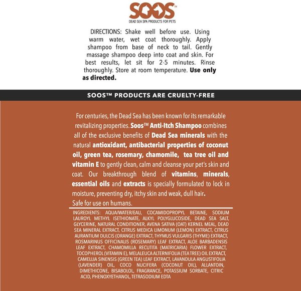 Show full view: Soos Pets Anti-Itch Dog Shampoo, 250-mL bottle slide 5 of 6