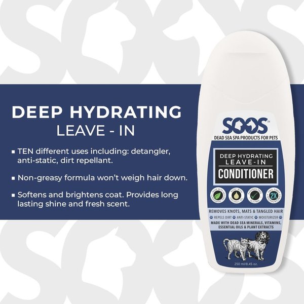 Show full view: Soos Pets Deep Hydrating Leave-In Dog & Cat Conditioner, 250-mL bottle slide 3 of 7