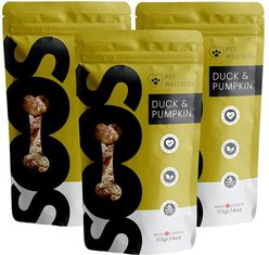 Soos Wellness Duck & Pumpkin Jerky Dog Treats, 4-oz bag