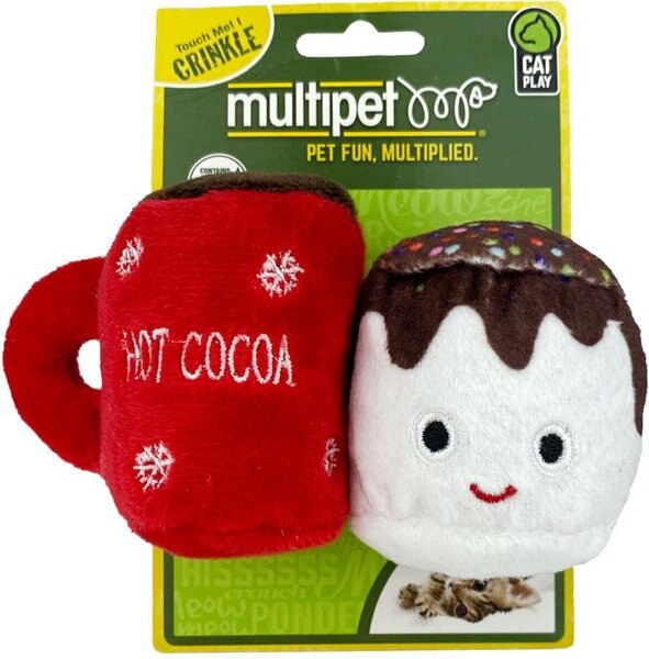 Show full view: Multipet Hot Cocoa & Marshmallow Plush Cat Toy with Catnip, Color Varies, 1 count slide 3 of 3