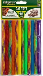 Multipet Kitty Straws Plush Cat Toy, Color Varies, 12 count