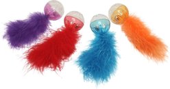 Multipet Lattice Ball with Feather Cat Toy, Color Varies, 2 count