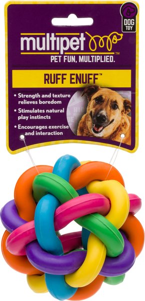 MULTIPET Nobbly Wobbly Ball Dog Toy, Color Varies, 4-in