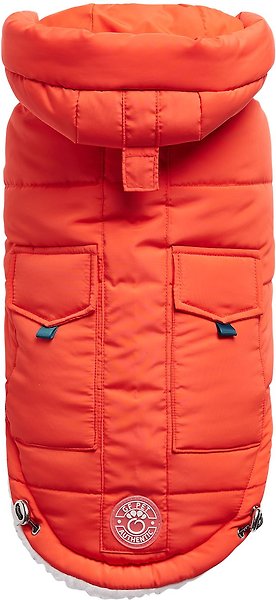 Show full view: GF Pet Elasto-Fit Super Puff Parka Dog Coat, Orange, Large slide 3 of 8