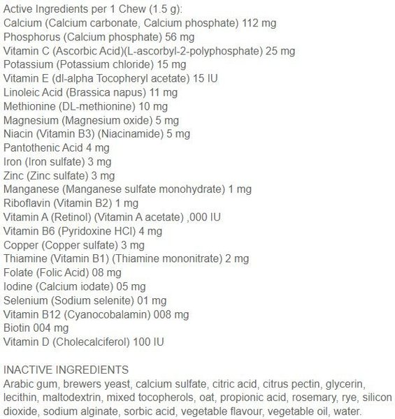 Show full view: Pet Naturals of Vermont FoodScience Multi Vitamin Chews Supplement for Dogs, 90 count slide 4 of 5