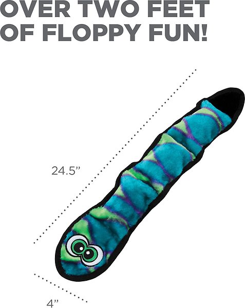 Show full view: Outward Hound Invincibles Blue Snake Plush Dog Toy slide 5 of 7