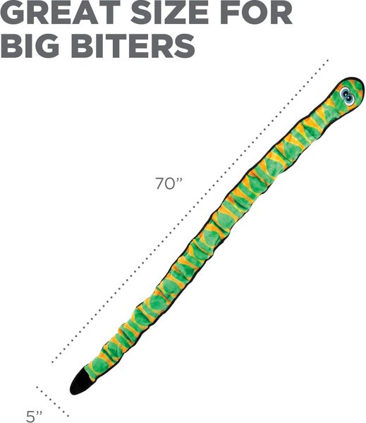 Show full view: Outward Hound Invincibles Green Snake Plush Dog Toy slide 5 of 7