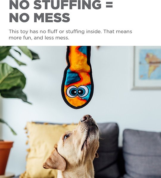 Show full view: Outward Hound Invincibles Orange Snake Plush Dog Toy slide 4 of 6